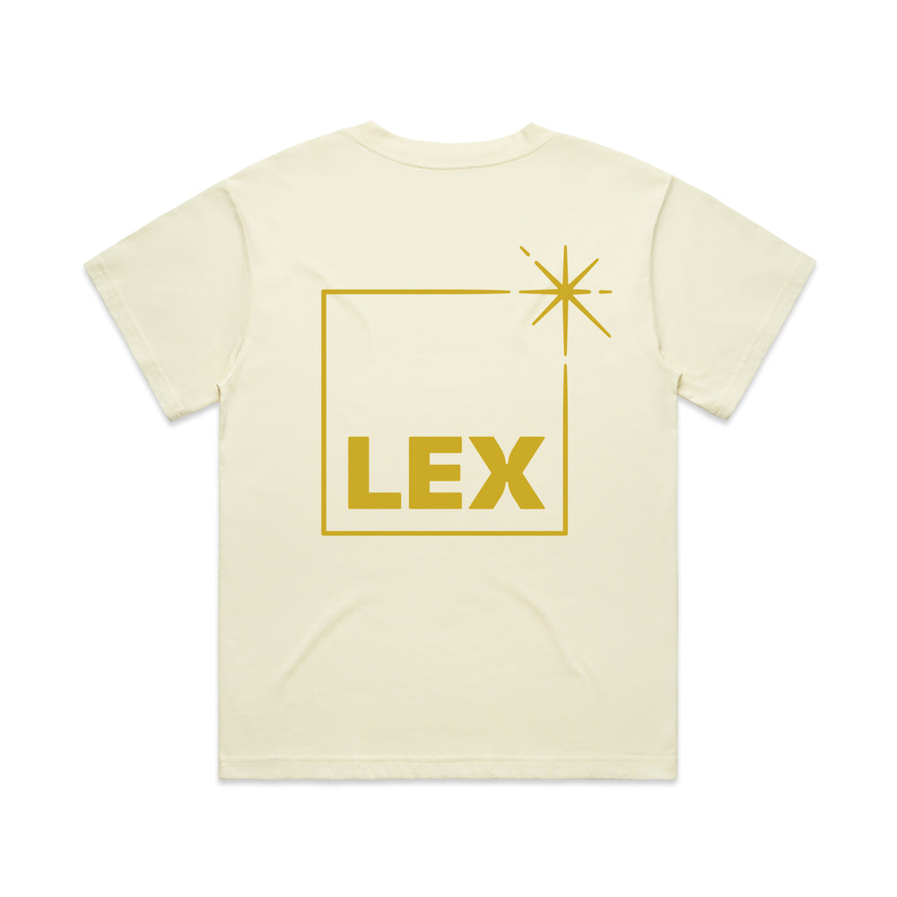 Lex Box Fit T-Shirt Butter with Gold Print Small