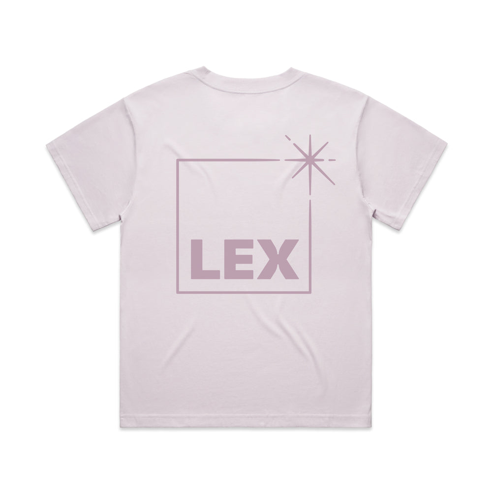 Lex Box Fit T-Shirt Orchid with Mauve Print Medium