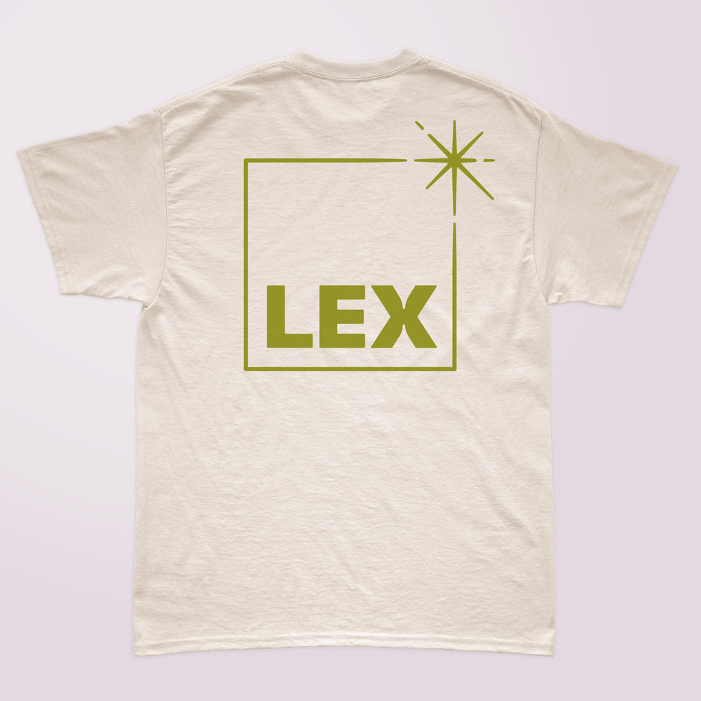 Lex T-Shirt Natural with Green Print Large