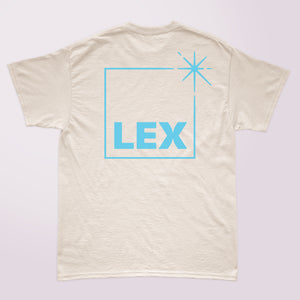 Lex T-Shirt Natural with Blue Print Large