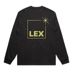 Lex Long Sleeve T-Shirt Off-Black with Green Gold Print Small