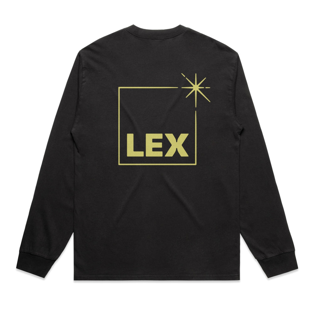 Lex Long Sleeve T-Shirt Off-Black with Green Gold Print X-Large