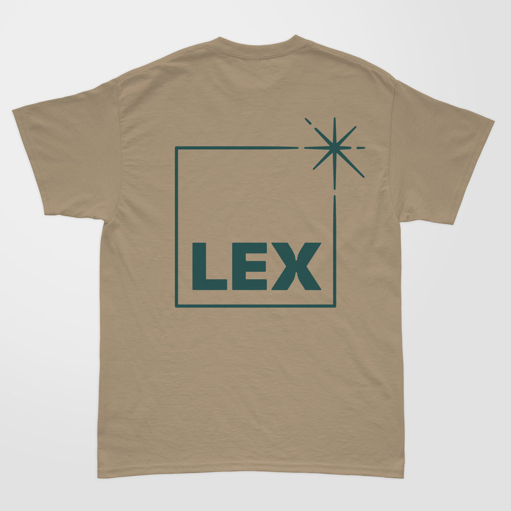Lex T-Shirt Faded Khaki with Dark Ocean Print -XX-Large