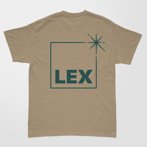 Lex T-Shirt Faded Khaki with Dark Ocean Print - Small