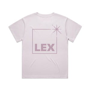 Lex Box Fit T-Shirt Orchid with Mauve Print Large