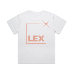 Lex Box Fit T-Shirt White with Pink Print Small